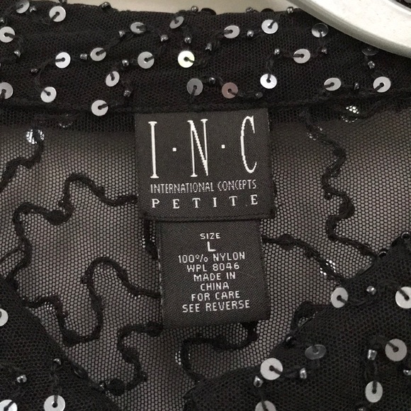 INC Petite Sequined Black Blouse L NWOT - Picture 3 of 5